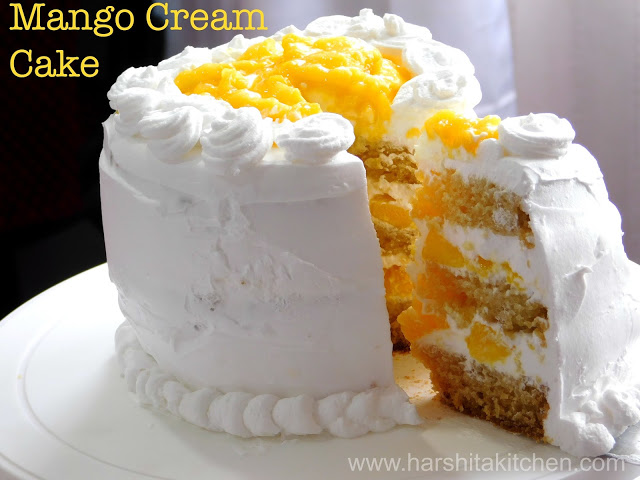 Eggless Mango Cream Cake
