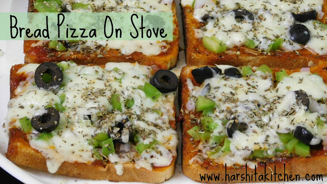 Bread Pizza on Stove/ Tawa | Eggless, No Bake Bread Pizza