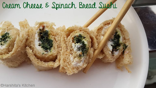 Cream Cheese and Spinach Bread Sushi